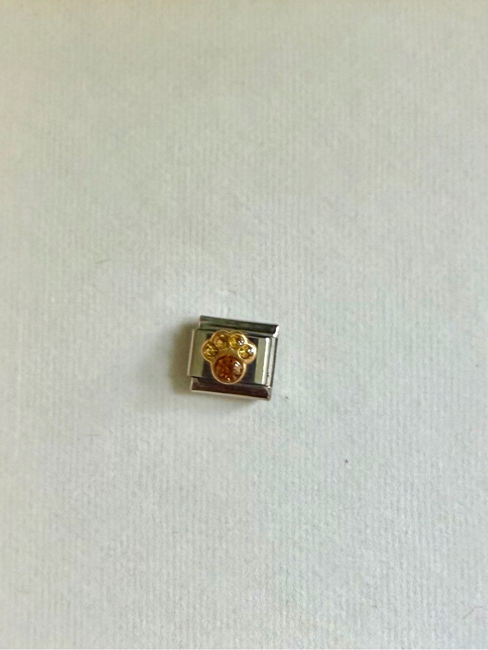 Italian Charm Link with Orange Paw Print